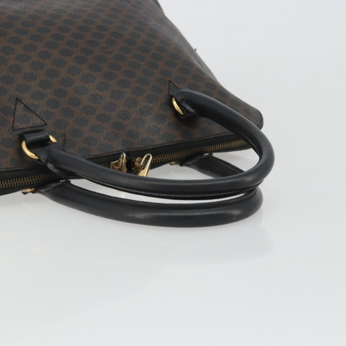 CELINE Macadam Canvas Hand Bag PVC Leather Black Gold Auth mr2677