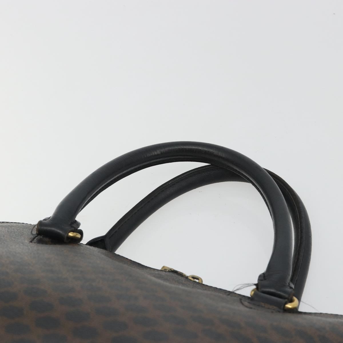 CELINE Macadam Canvas Hand Bag PVC Leather Black Gold Auth mr2677