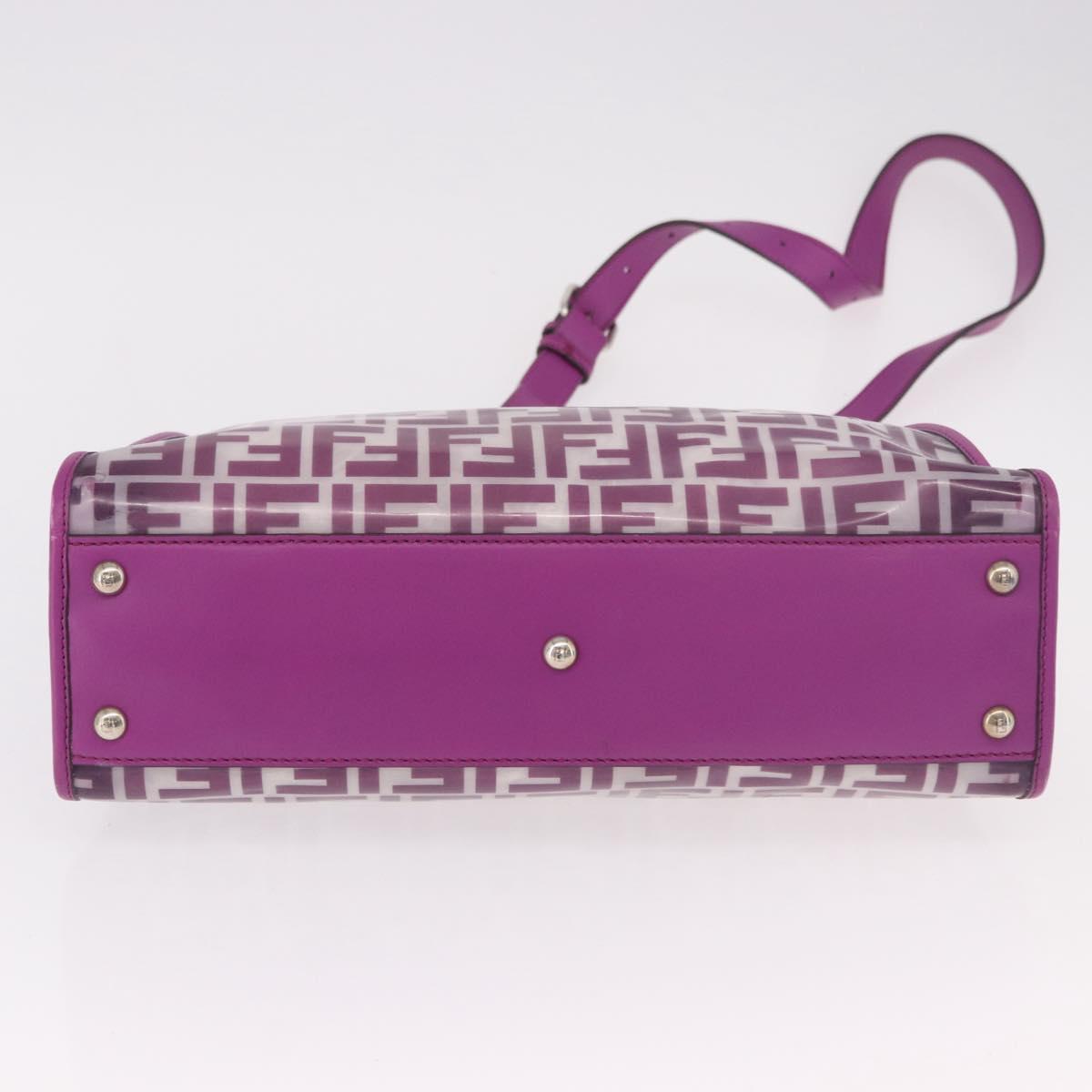 FENDI Zucca Canvas Hand Bag Vinyl Leather 2way Purple Silver Auth mr2679A
