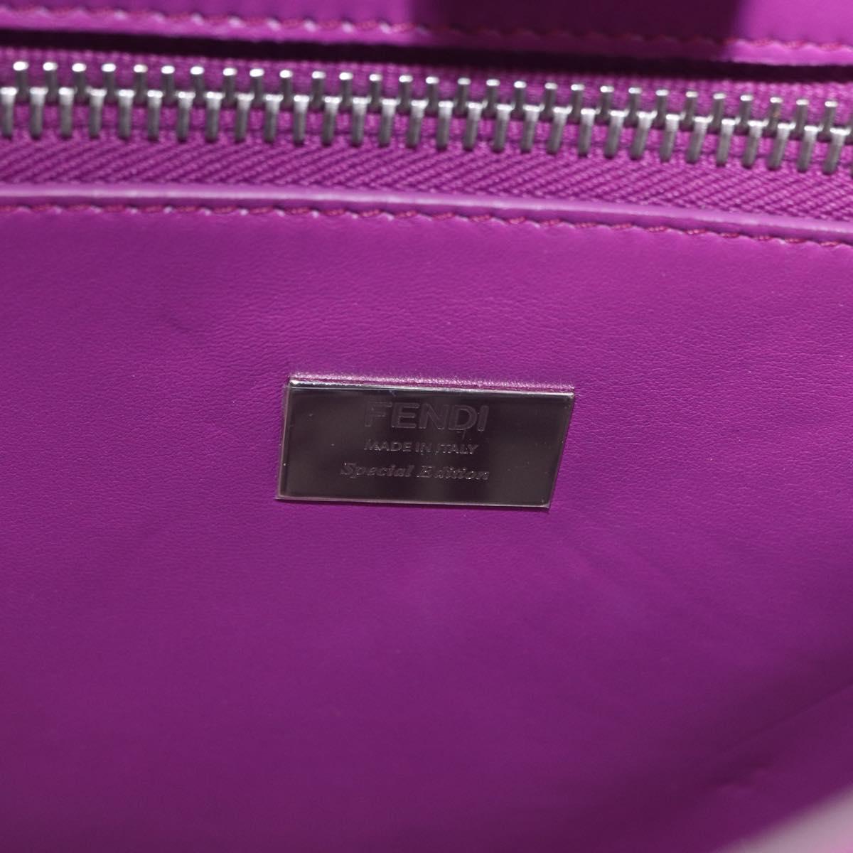 FENDI Zucca Canvas Hand Bag Vinyl Leather 2way Purple Silver Auth mr2679A