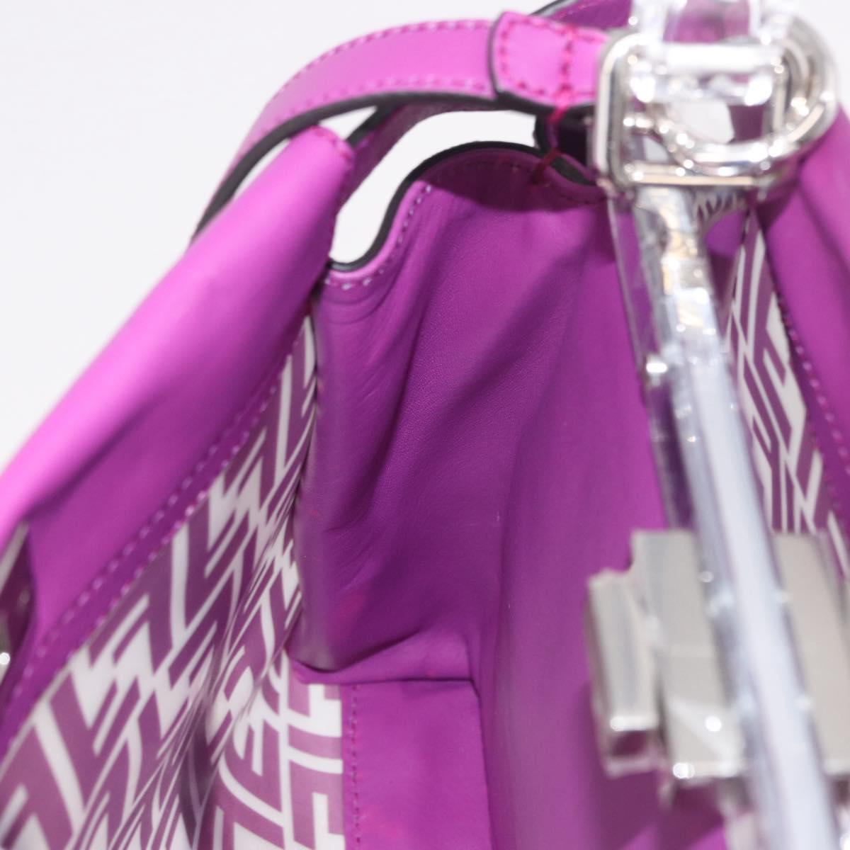FENDI Zucca Canvas Hand Bag Vinyl Leather 2way Purple Silver Auth mr2679A