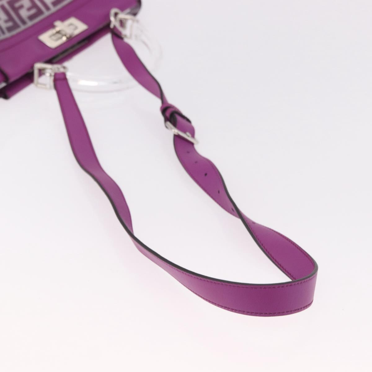 FENDI Zucca Canvas Hand Bag Vinyl Leather 2way Purple Silver Auth mr2679A