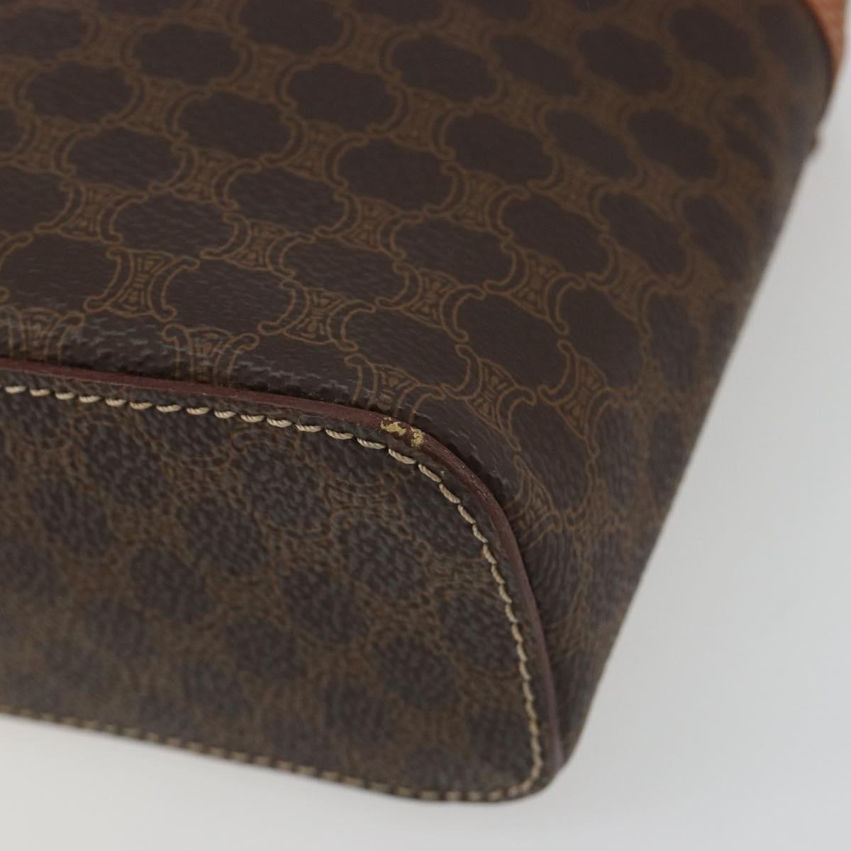 CELINE Macadam Canvas Vanity Hand Bag PVC Leather Brown Gold Auth mr2684A