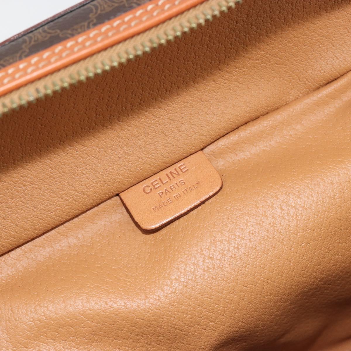 CELINE Macadam Canvas Vanity Hand Bag PVC Leather Brown Gold Auth mr2684A