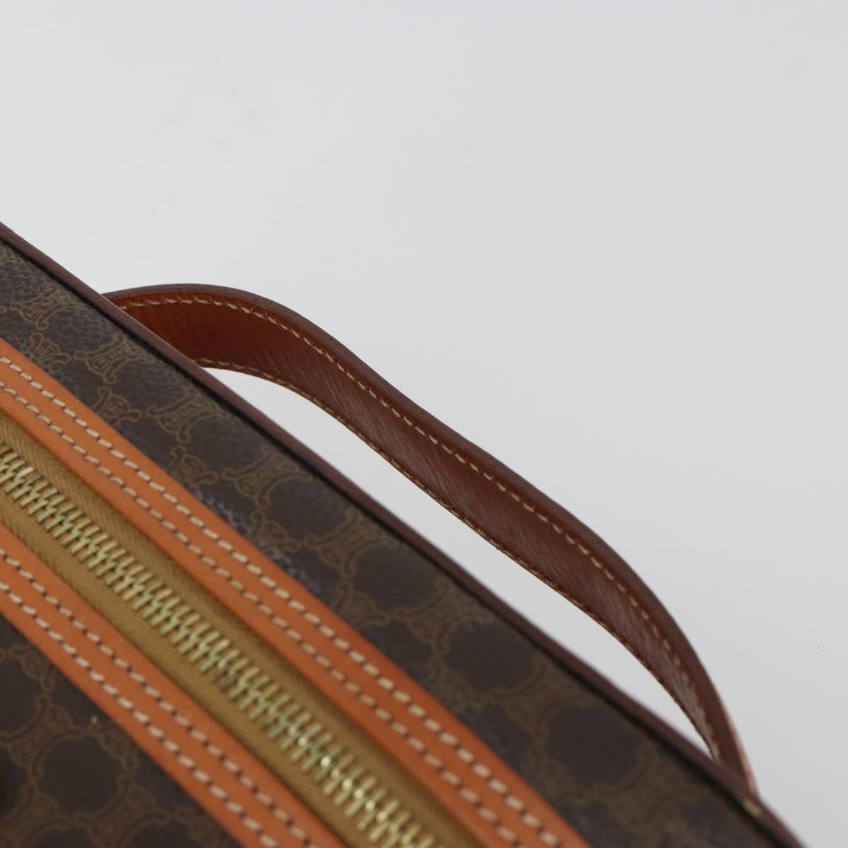 CELINE Macadam Canvas Vanity Hand Bag PVC Leather Brown Gold Auth mr2684A