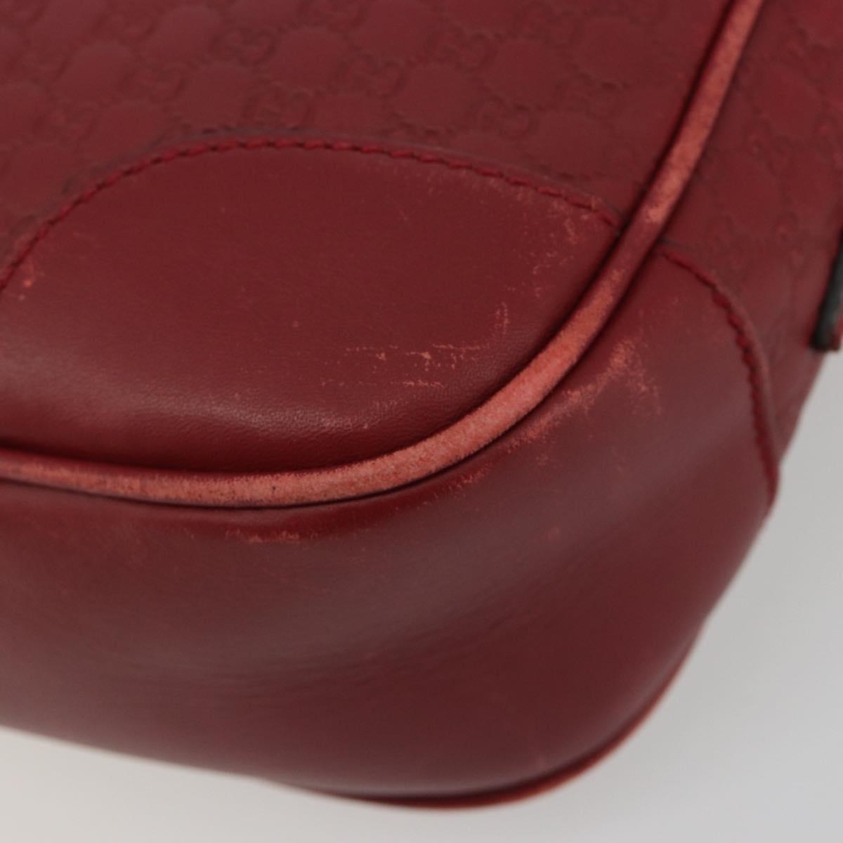 GUCCI Micro GG Canvas Guccissima Bag Leather Red Gold 449413 Auth mr2685