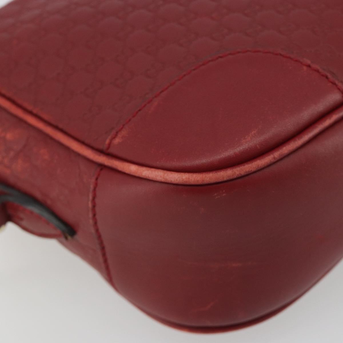 GUCCI Micro GG Canvas Guccissima Bag Leather Red Gold 449413 Auth mr2685