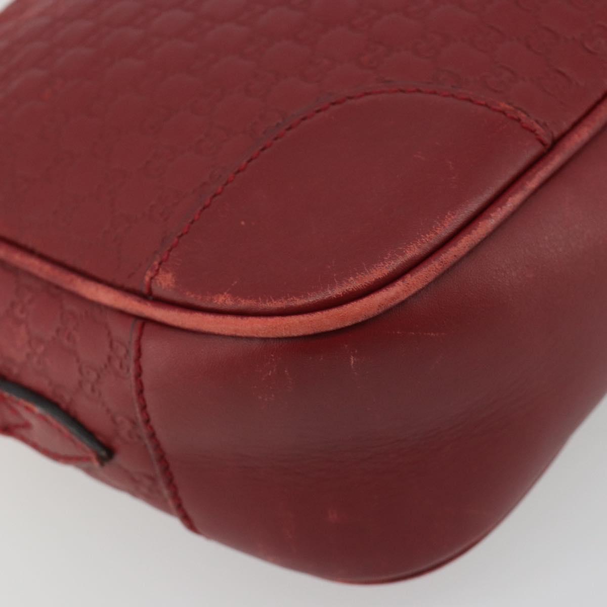 GUCCI Micro GG Canvas Guccissima Bag Leather Red Gold 449413 Auth mr2685