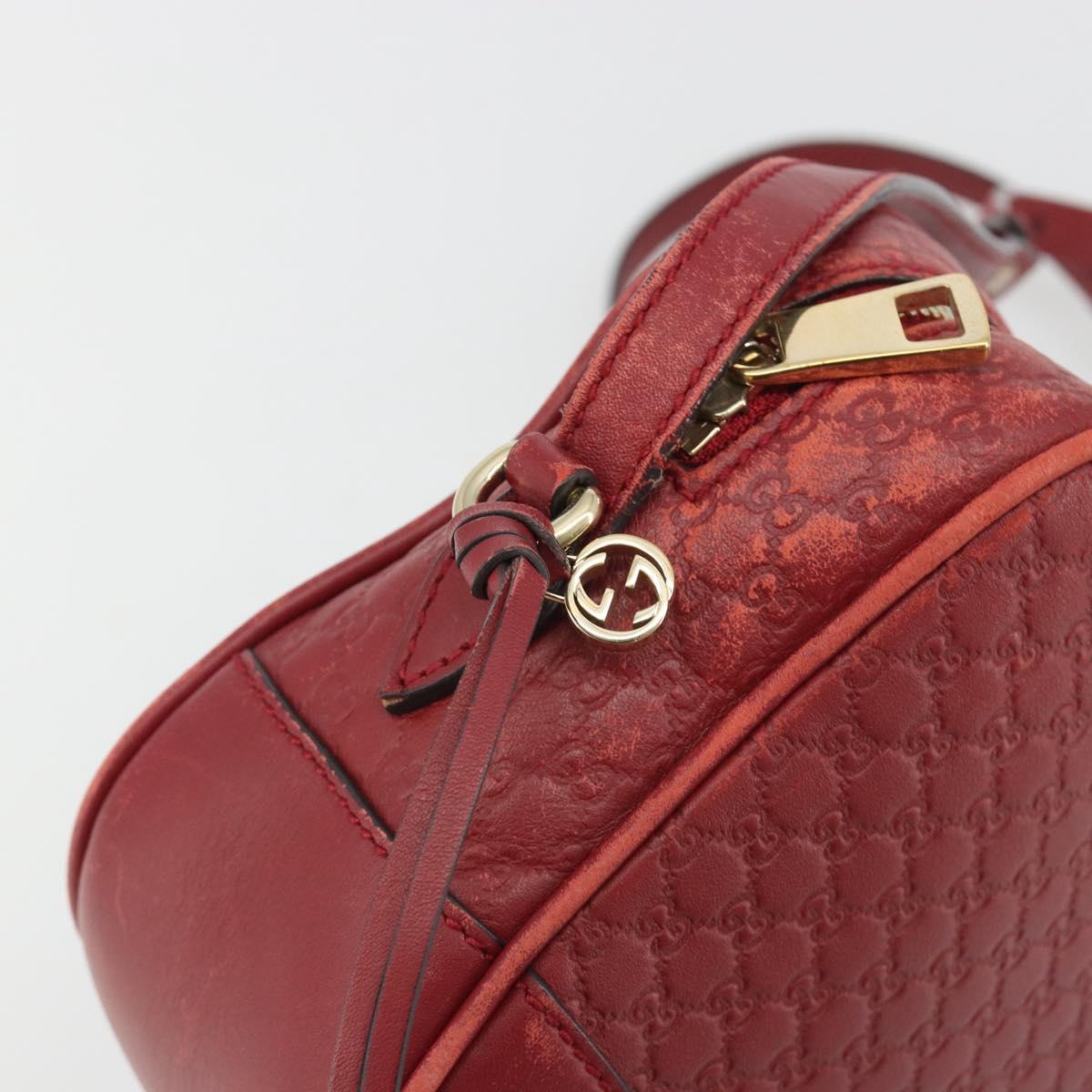 GUCCI Micro GG Canvas Guccissima Bag Leather Red Gold 449413 Auth mr2685