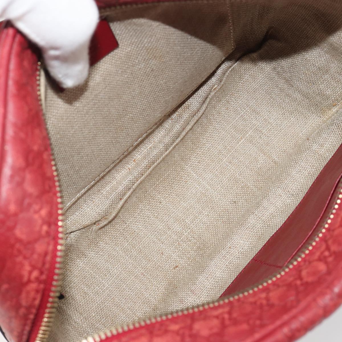 GUCCI Micro GG Canvas Guccissima Bag Leather Red Gold 449413 Auth mr2685