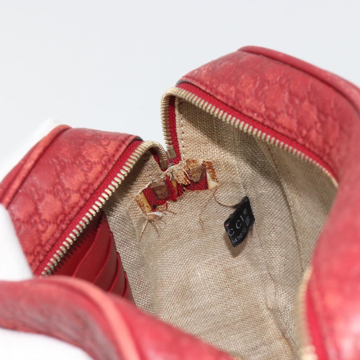 GUCCI Micro GG Canvas Guccissima Bag Leather Red Gold 449413 Auth mr2685