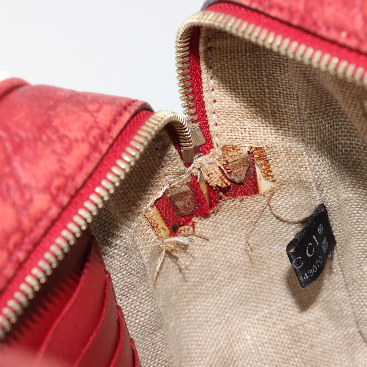 GUCCI Micro GG Canvas Guccissima Bag Leather Red Gold 449413 Auth mr2685