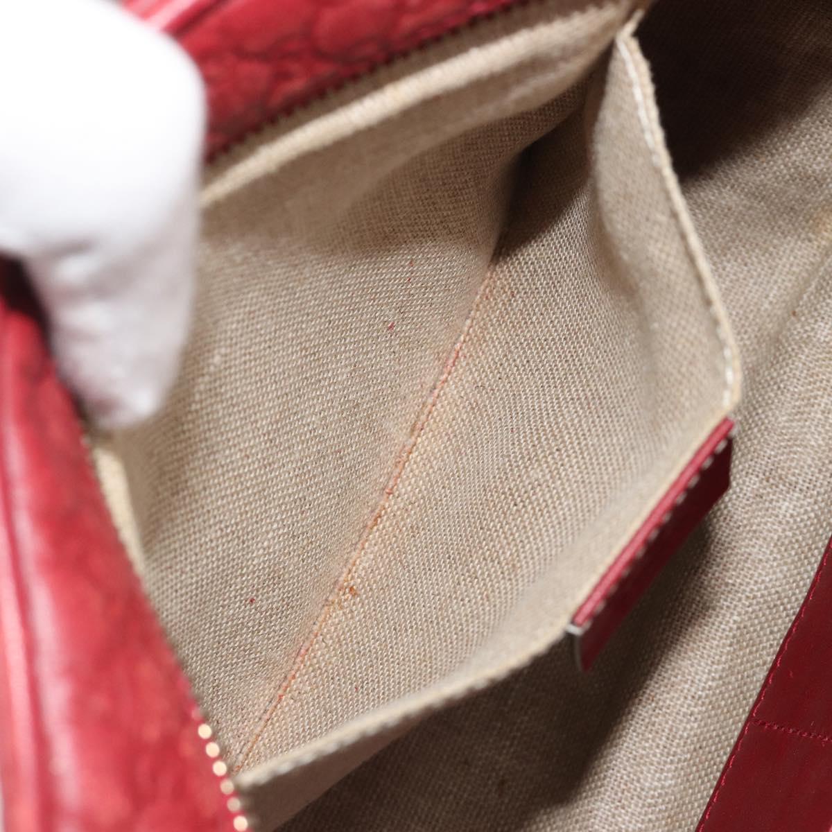 GUCCI Micro GG Canvas Guccissima Bag Leather Red Gold 449413 Auth mr2685