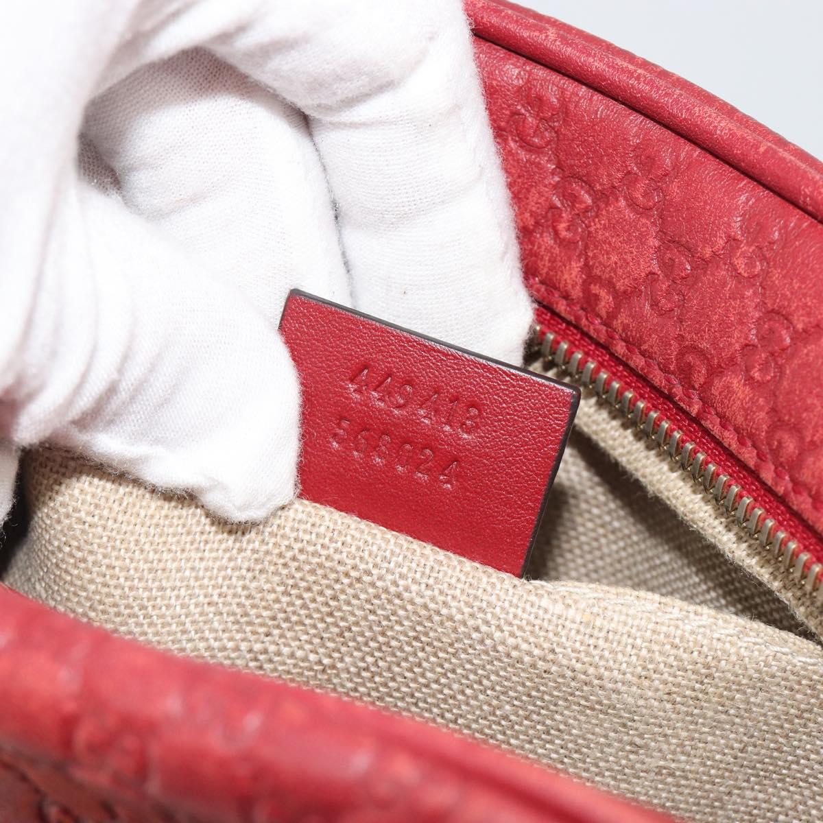 GUCCI Micro GG Canvas Guccissima Bag Leather Red Gold 449413 Auth mr2685