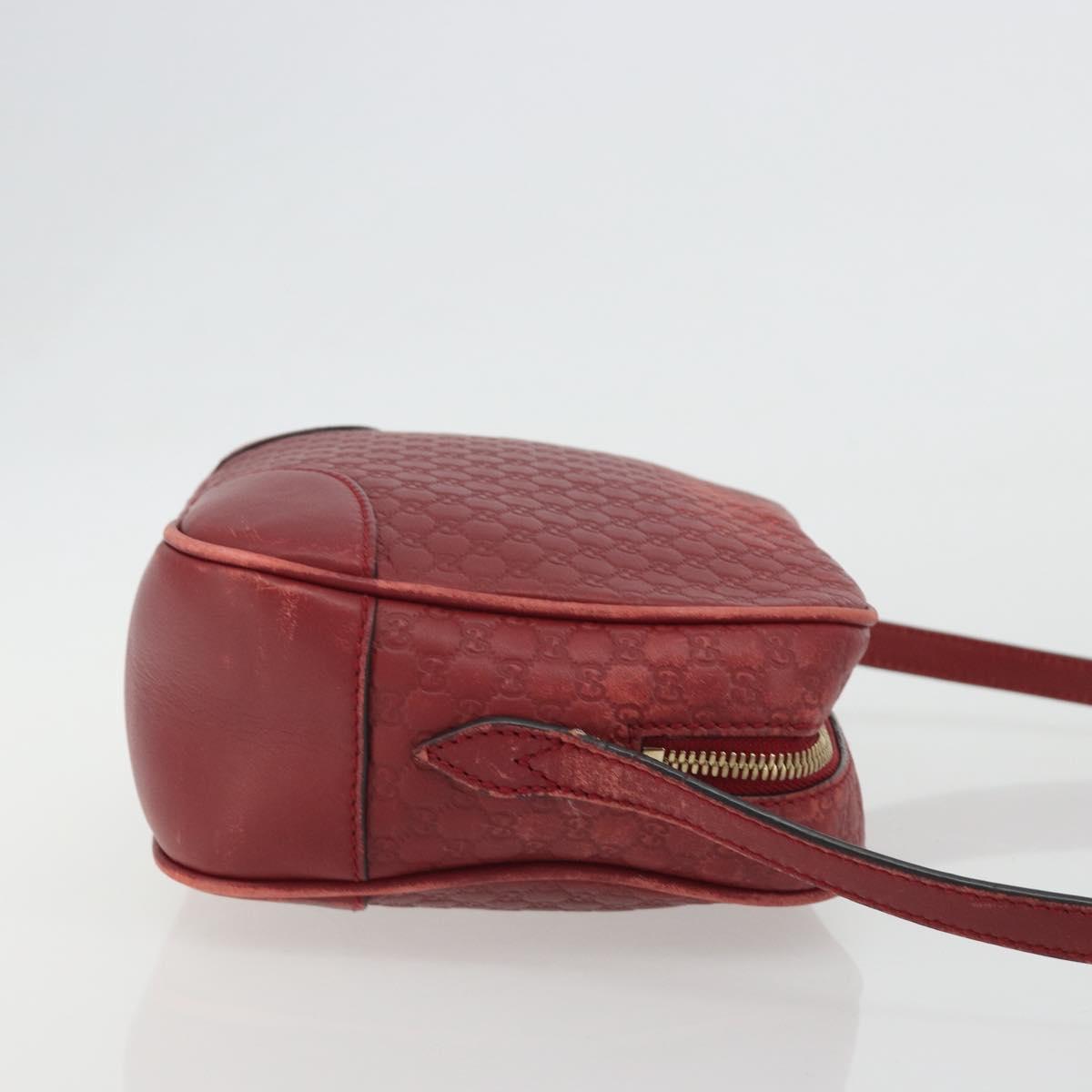 GUCCI Micro GG Canvas Guccissima Bag Leather Red Gold 449413 Auth mr2685