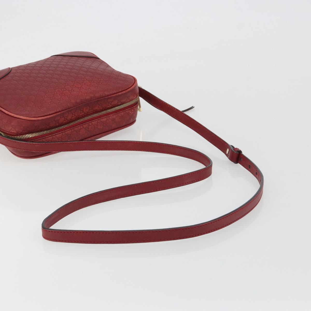 GUCCI Micro GG Canvas Guccissima Bag Leather Red Gold 449413 Auth mr2685