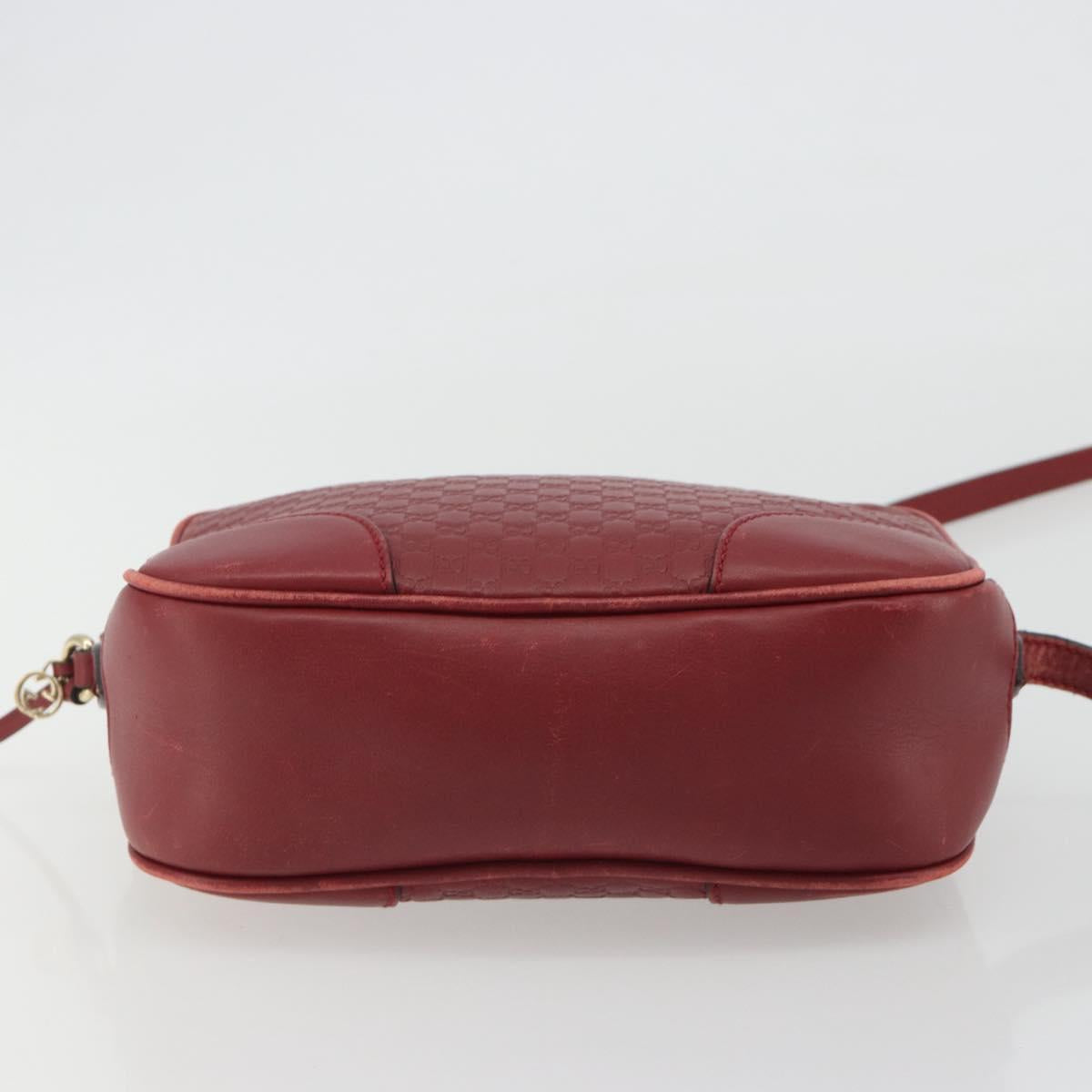 GUCCI Micro GG Canvas Guccissima Bag Leather Red Gold 449413 Auth mr2685