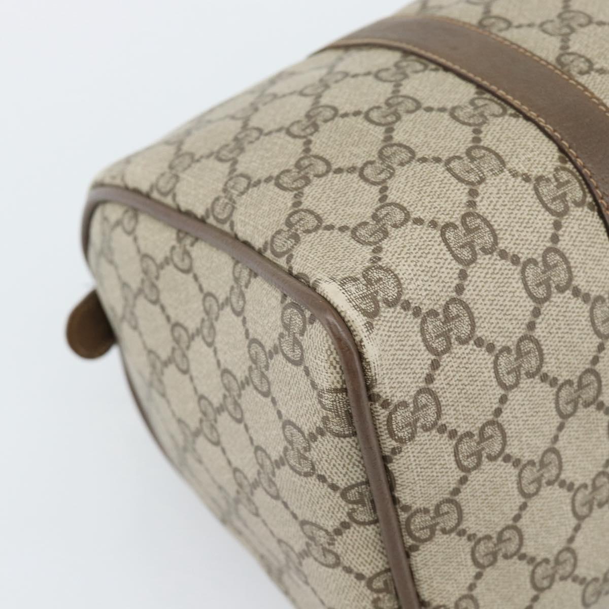 GUCCI GG Supreme Web Sherry Line Boston Bag PVC Beige Gold 58 02 007 Auth mr2687