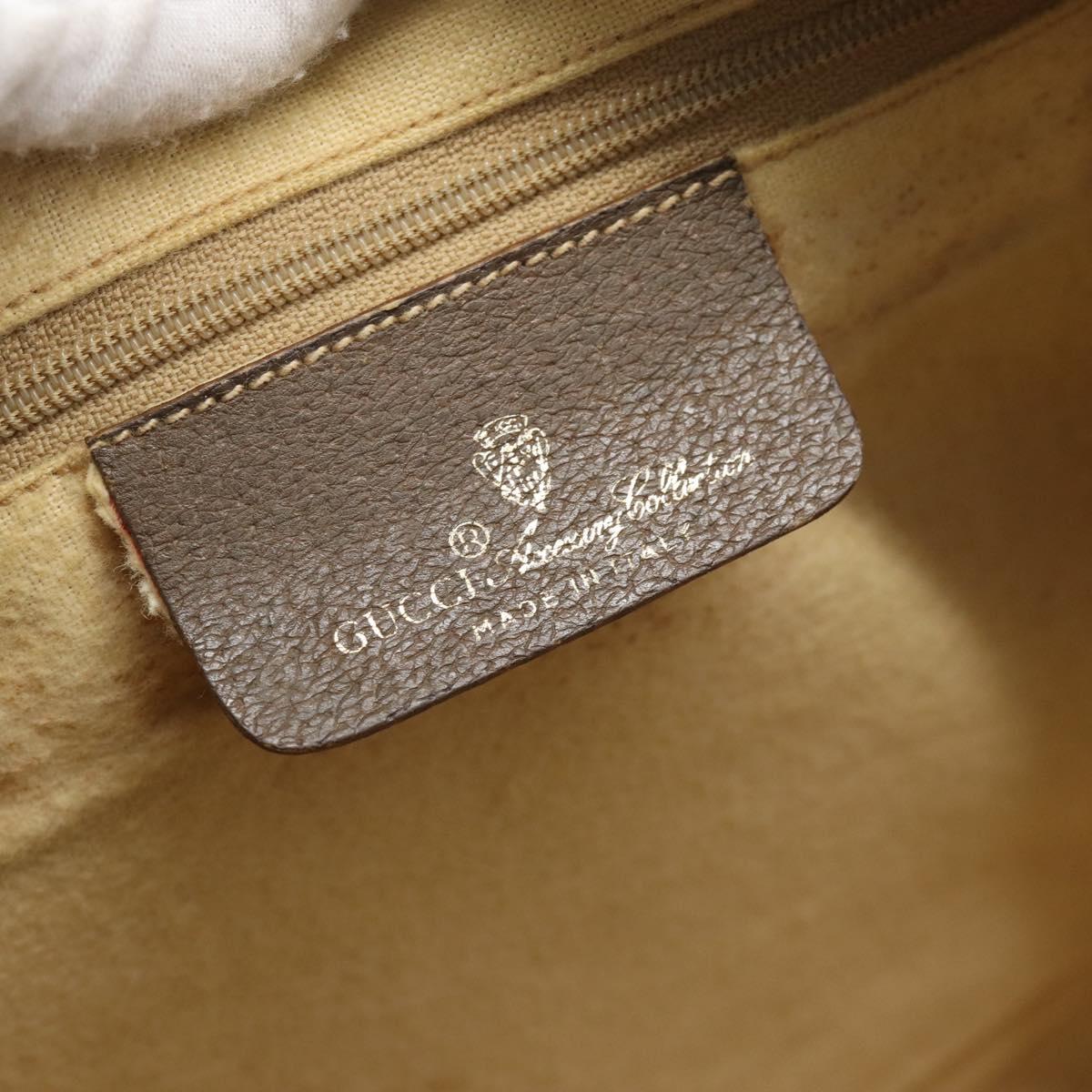 GUCCI GG Supreme Web Sherry Line Boston Bag PVC Beige Gold 58 02 007 Auth mr2687