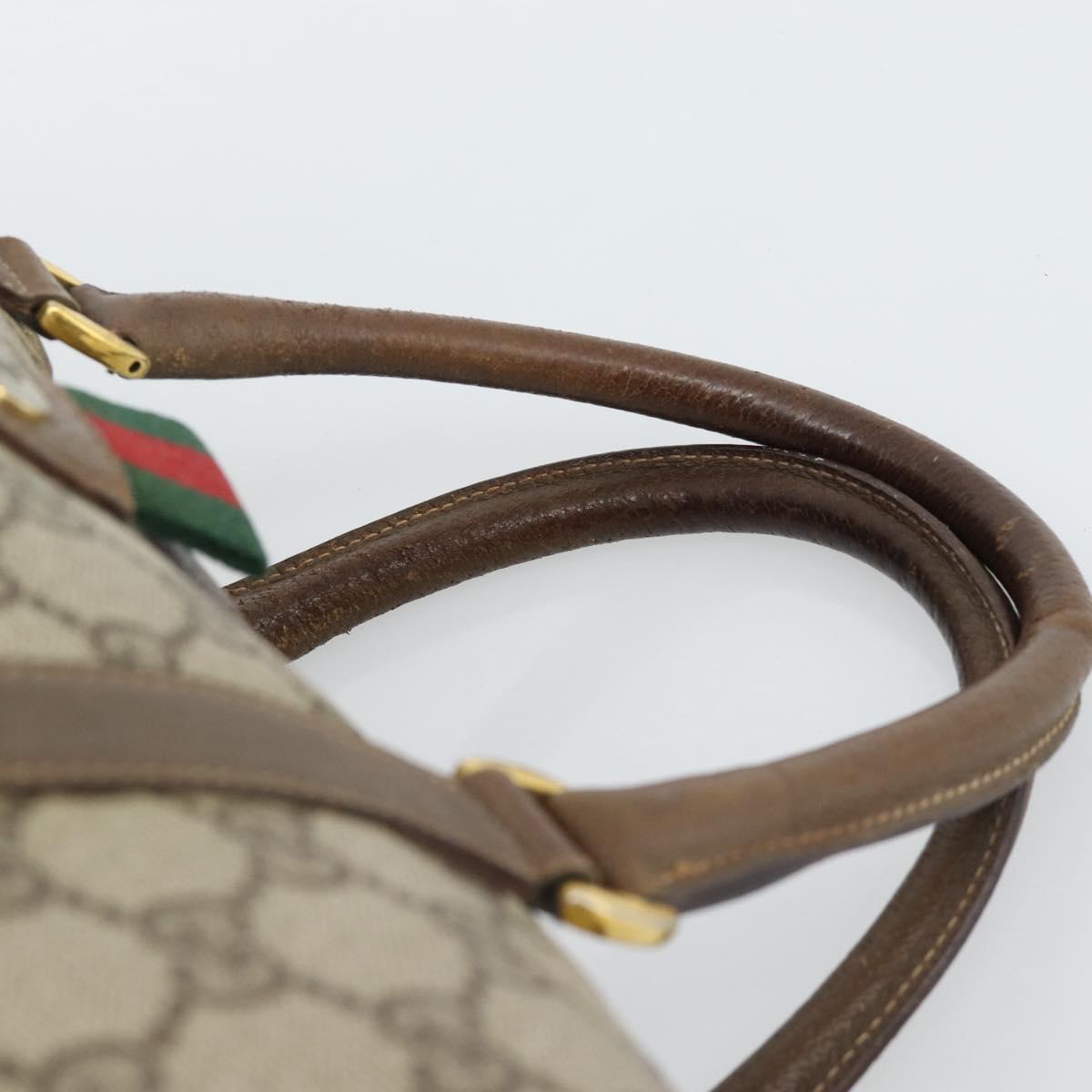 GUCCI GG Supreme Web Sherry Line Boston Bag PVC Beige Gold 58 02 007 Auth mr2687