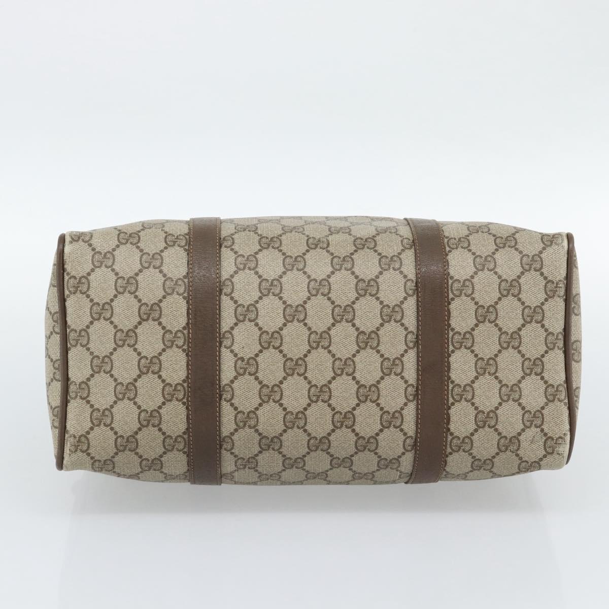 GUCCI GG Supreme Web Sherry Line Boston Bag PVC Beige Gold 58 02 007 Auth mr2687
