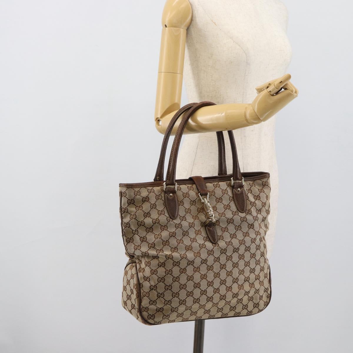 GUCCI GG Canvas Hand Bag Beige Gold 145818 Auth mr2688