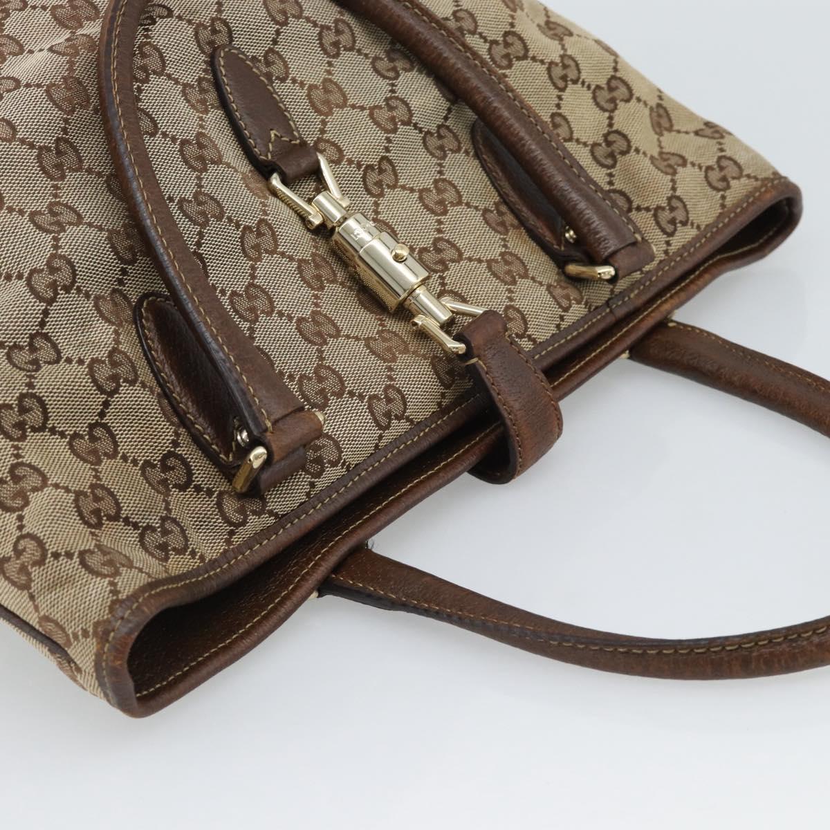 GUCCI GG Canvas Hand Bag Beige Gold 145818 Auth mr2688