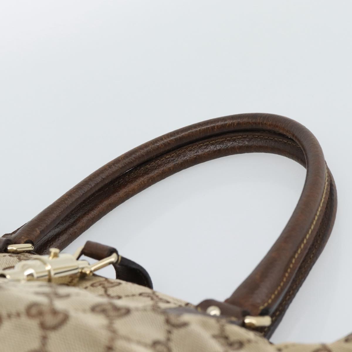 GUCCI GG Canvas Hand Bag Beige Gold 145818 Auth mr2688