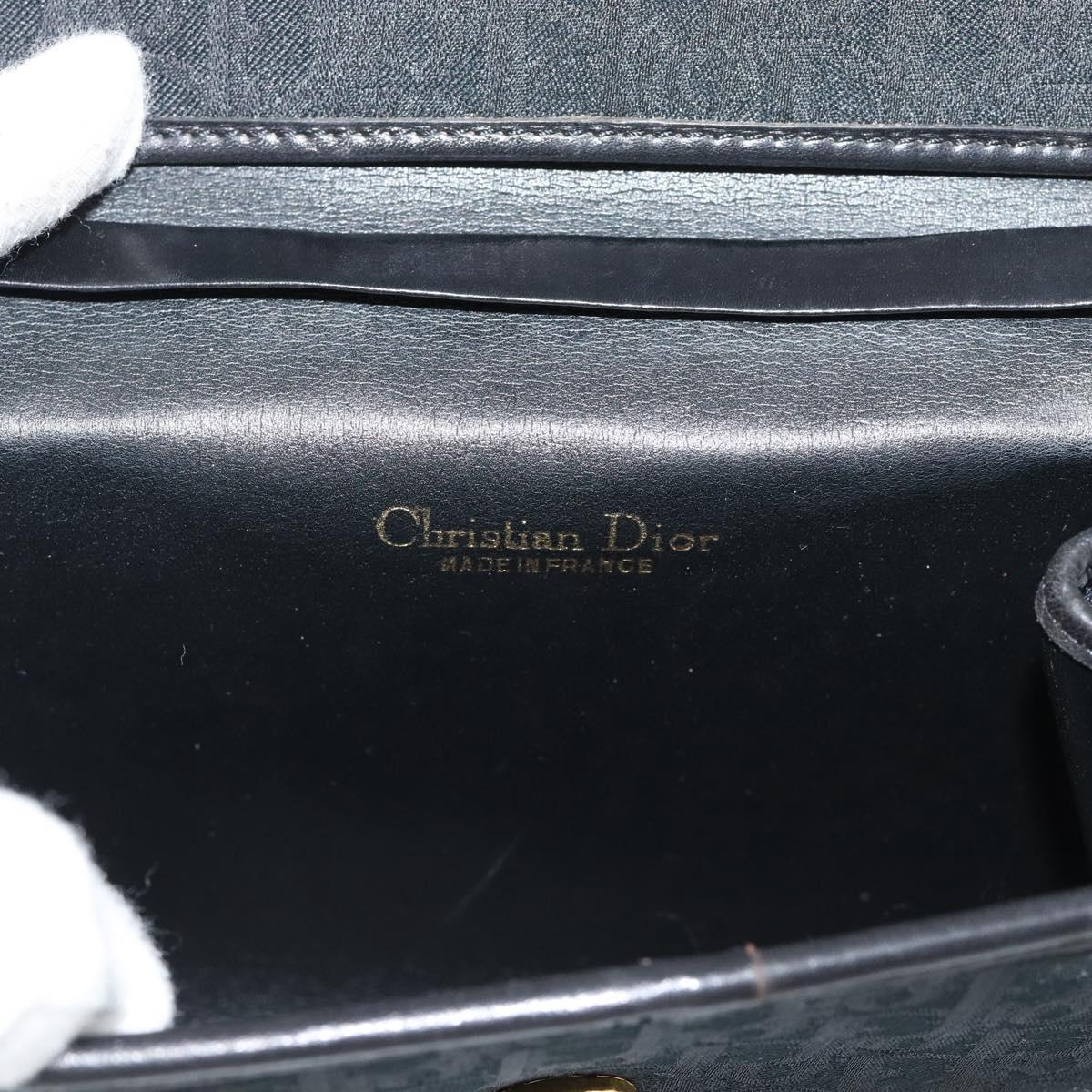 Christian Dior Trotter Canvas Chain Shoulder Bag Black Gold Auth mr2689A