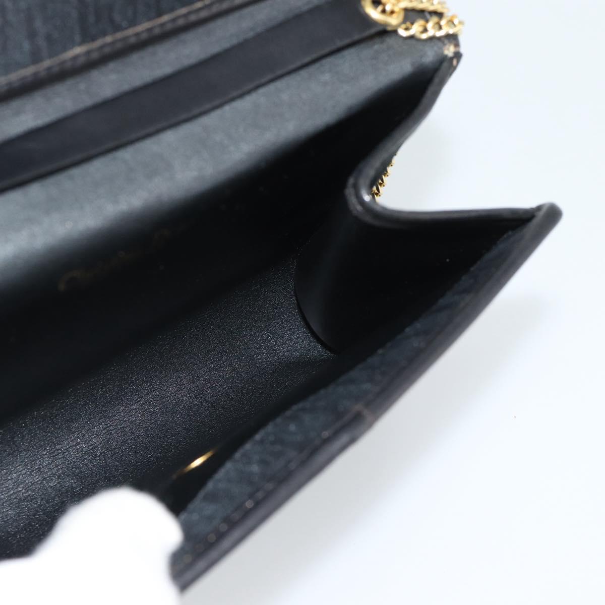 Christian Dior Trotter Canvas Chain Shoulder Bag Black Gold Auth mr2689A