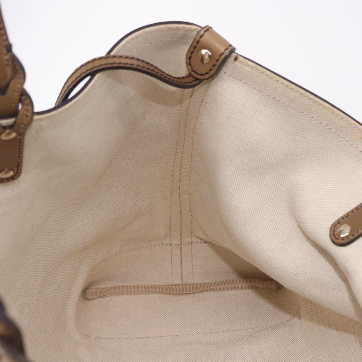 GUCCI GG Canvas Tote Bag Beige Gold 247209 Auth mr2690A