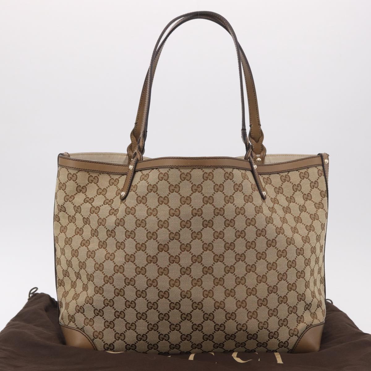 GUCCI GG Canvas Tote Bag Beige Gold 247209 Auth mr2690A