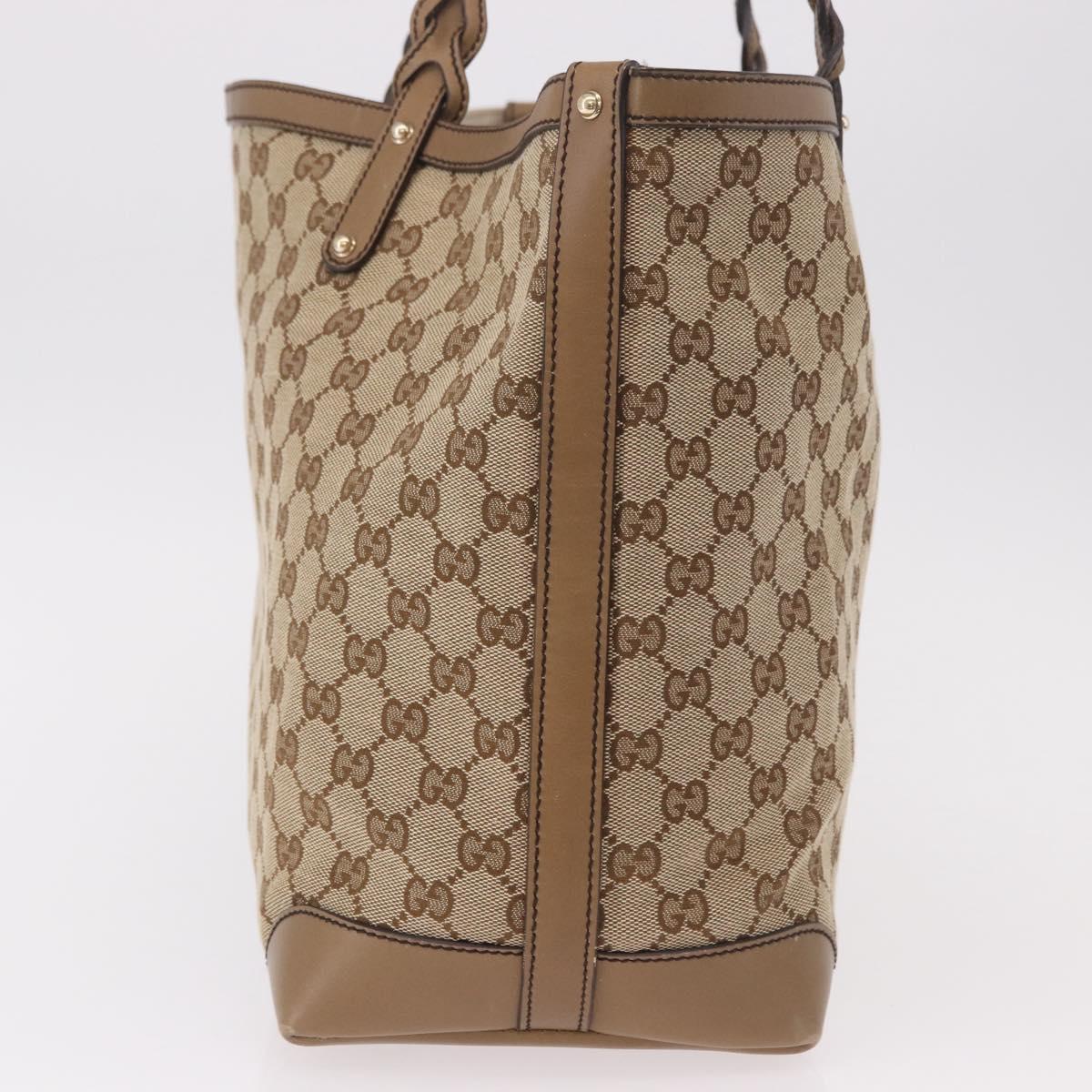 GUCCI GG Canvas Tote Bag Beige Gold 247209 Auth mr2690A