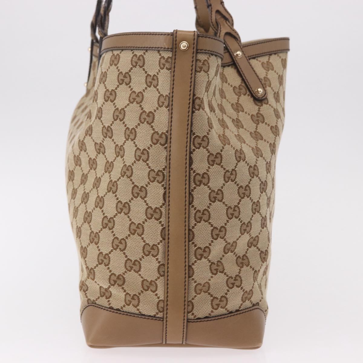 GUCCI GG Canvas Tote Bag Beige Gold 247209 Auth mr2690A