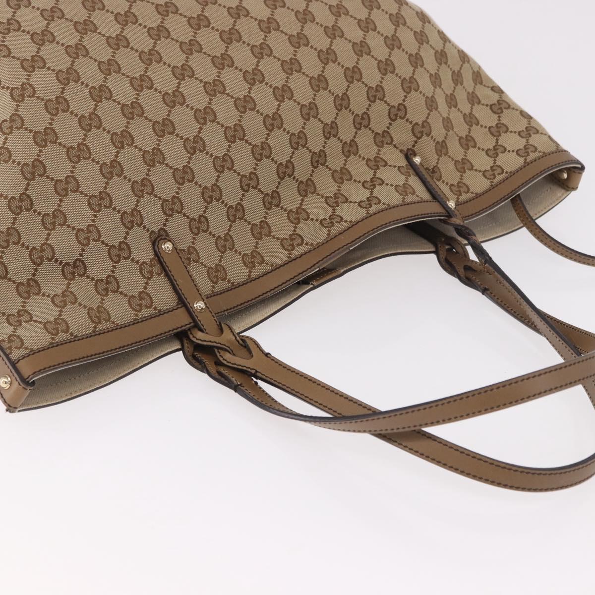 GUCCI GG Canvas Tote Bag Beige Gold 247209 Auth mr2690A
