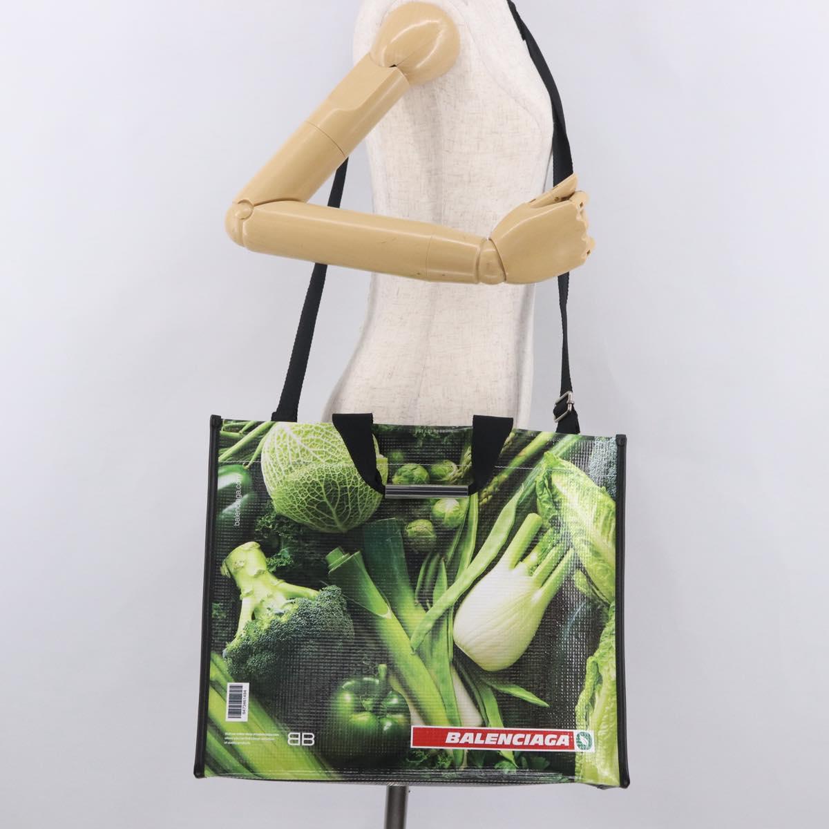 BALENCIAGA Antwerp Tote Bag Leather 2way Green Silver 787982 Auth mr2691V