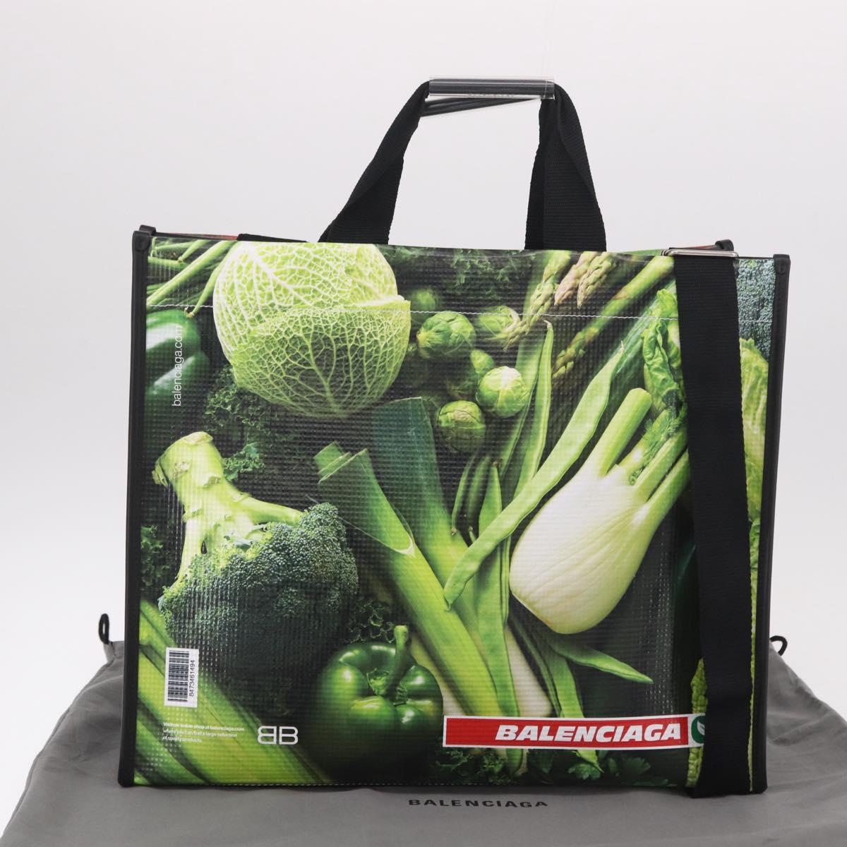 BALENCIAGA Antwerp Tote Bag Leather 2way Green Silver 787982 Auth mr2691V