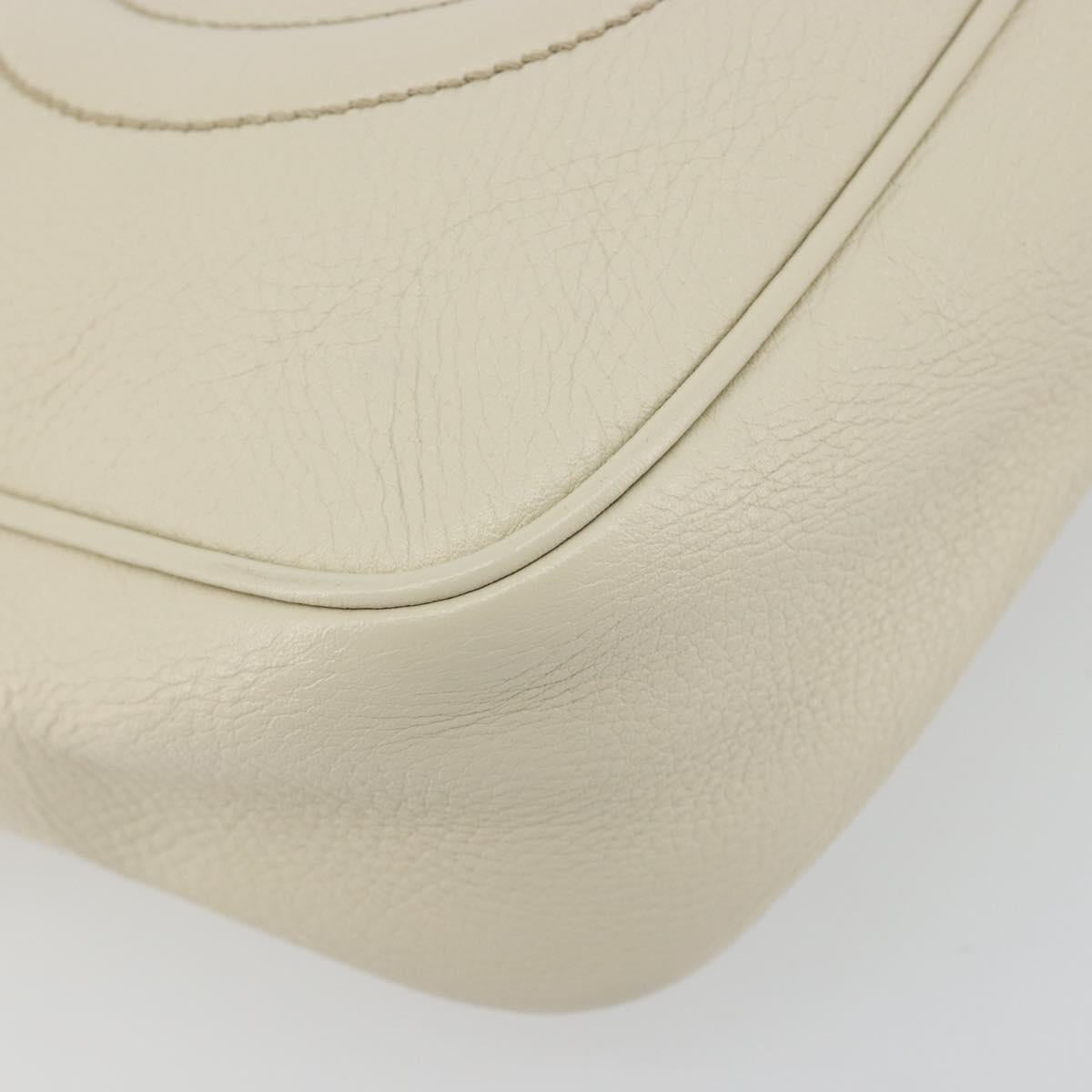GUCCI Shoulder Bag Leather White Gold 308364 Auth mr2693