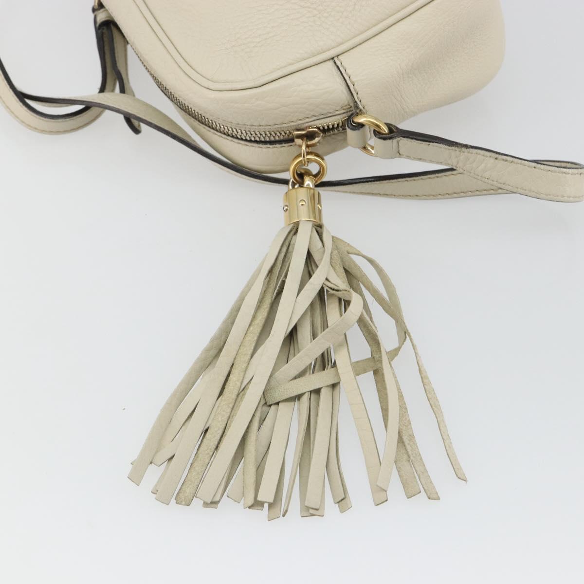GUCCI Shoulder Bag Leather White Gold 308364 Auth mr2693