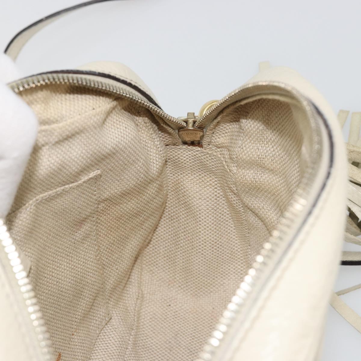 GUCCI Shoulder Bag Leather White Gold 308364 Auth mr2693
