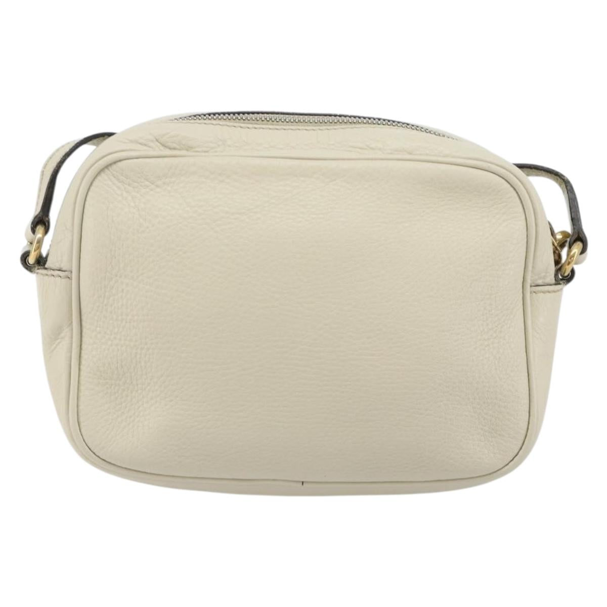 GUCCI Shoulder Bag Leather White Gold 308364 Auth mr2693