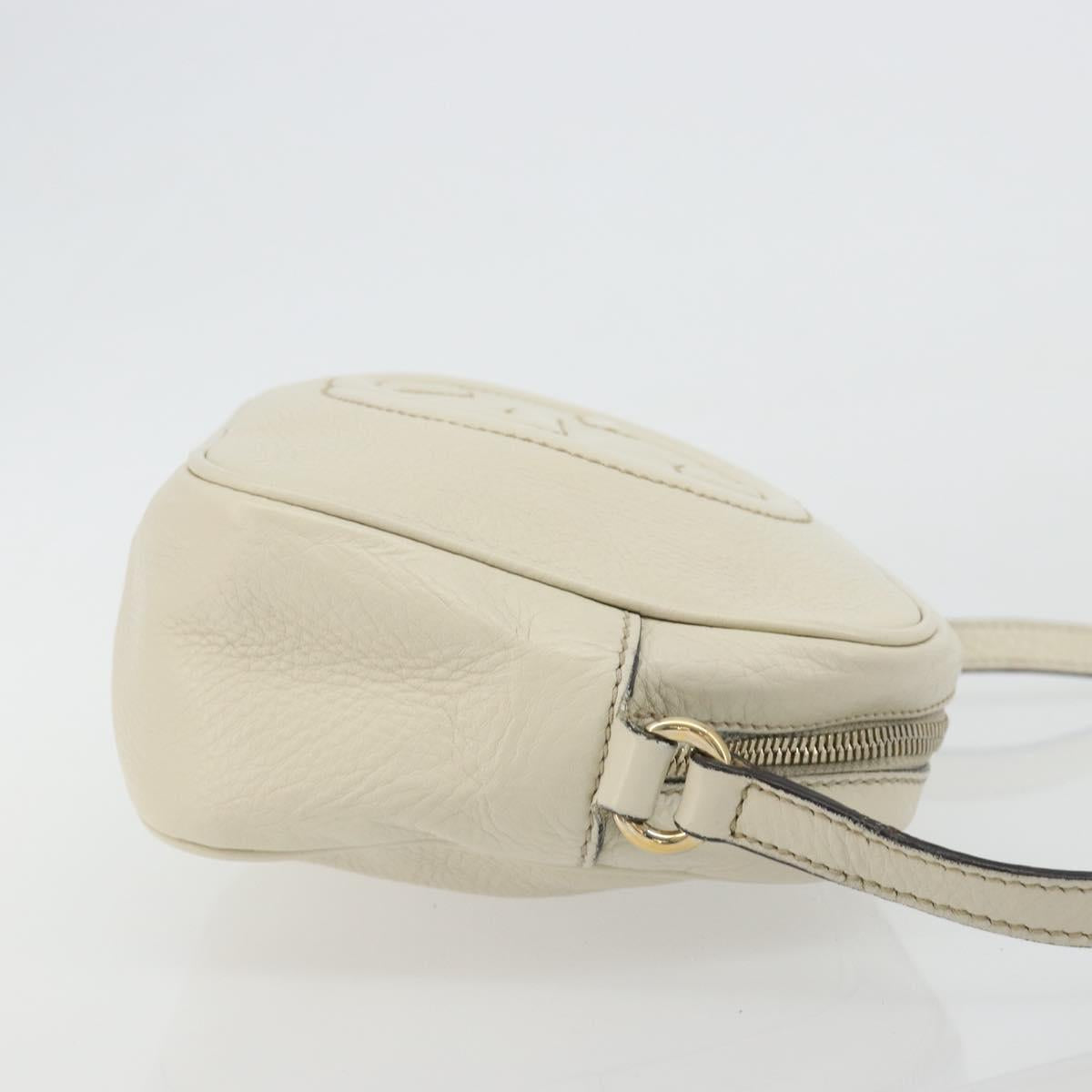 GUCCI Shoulder Bag Leather White Gold 308364 Auth mr2693