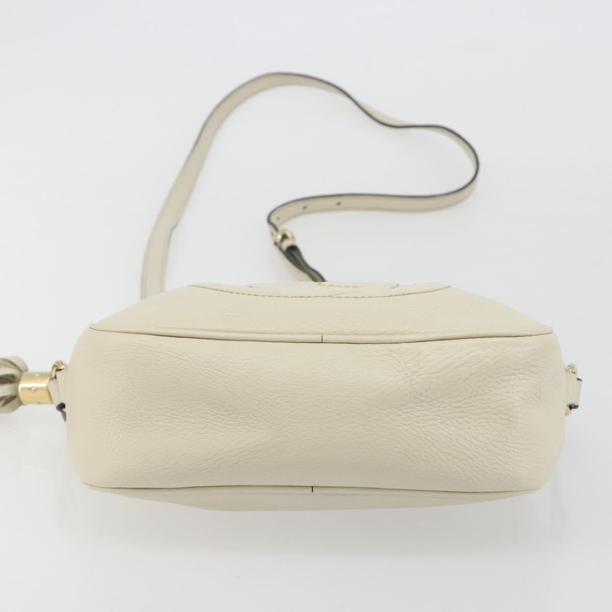 GUCCI Shoulder Bag Leather White Gold 308364 Auth mr2693