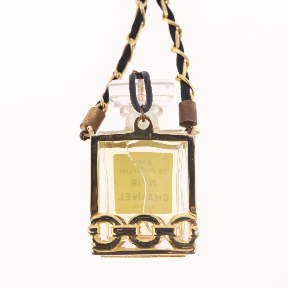 CHANEL Perfume Necklace Metal Gold CC Auth mr2694