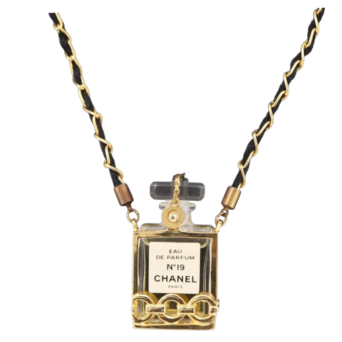 CHANEL Perfume Necklace Metal Gold CC Auth mr2694