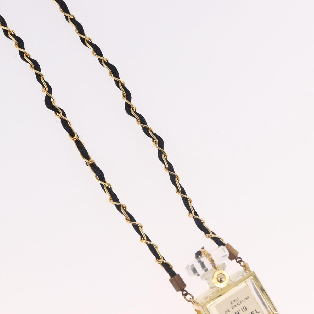 CHANEL Perfume Necklace Metal Gold CC Auth mr2694