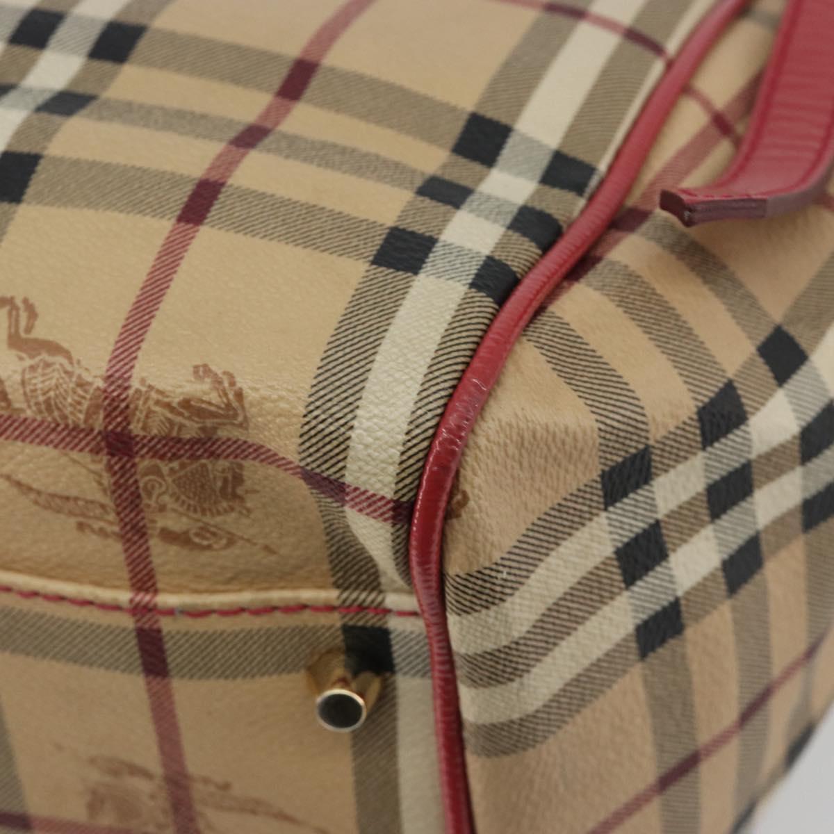 BURBERRY Nova Check Shoulder Bag PVC Beige Gold Auth mr2695
