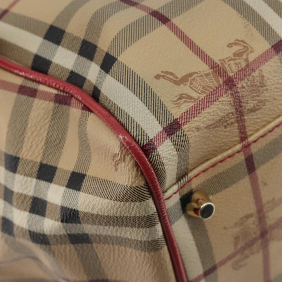 BURBERRY Nova Check Shoulder Bag PVC Beige Gold Auth mr2695