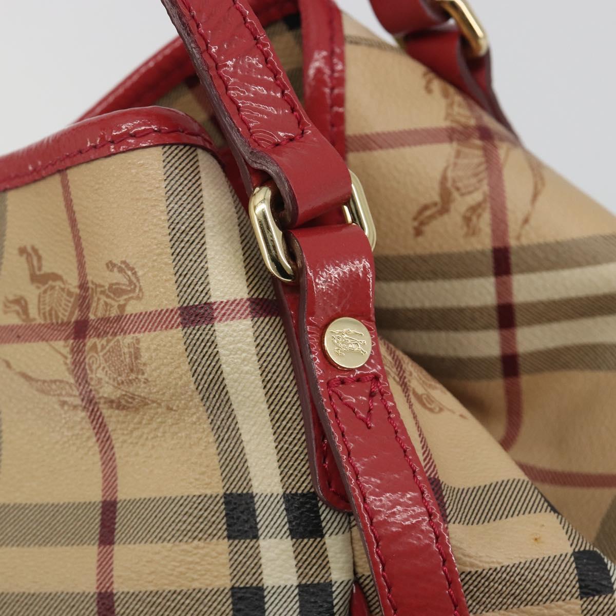 BURBERRY Nova Check Shoulder Bag PVC Beige Gold Auth mr2695