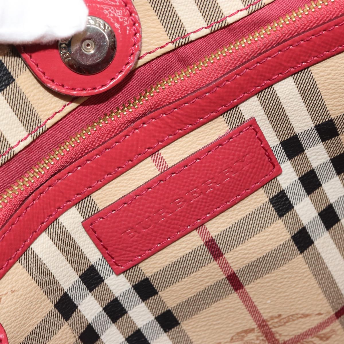 BURBERRY Nova Check Shoulder Bag PVC Beige Gold Auth mr2695